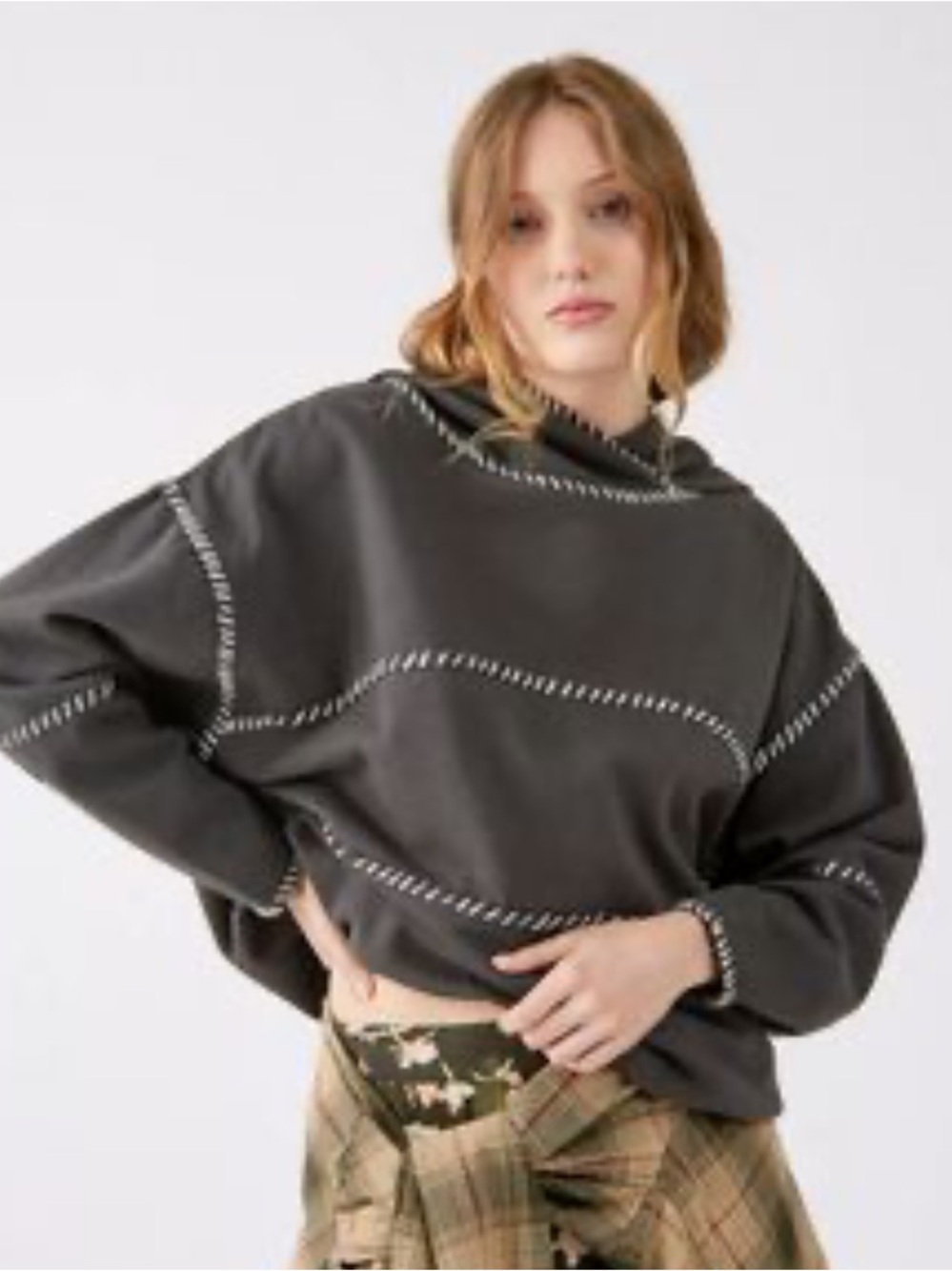 Urban outfitters BDG Women's Dark Gray Hoodie with Contrast Stitching size large